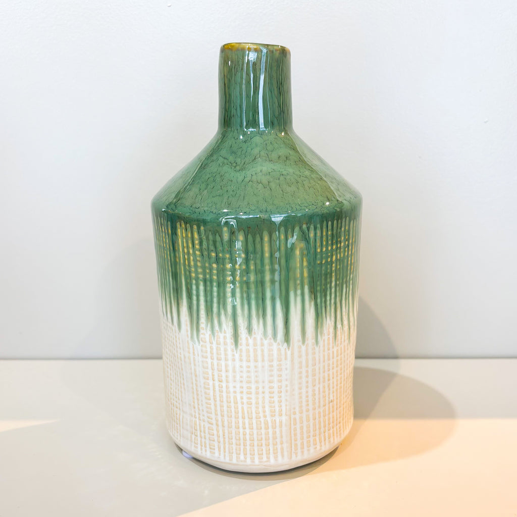 "TILLY" Vase, grün/beige