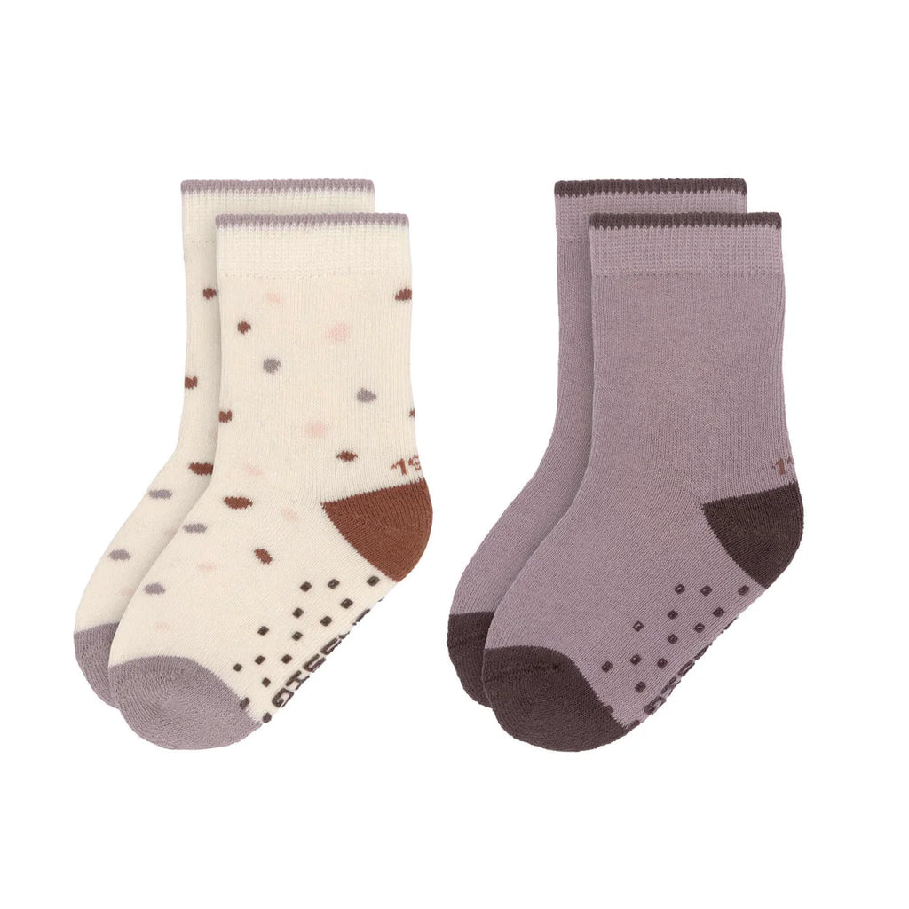LÄSSIGSOCKS Antirutsch-Socken Tiny Farmer, lila
