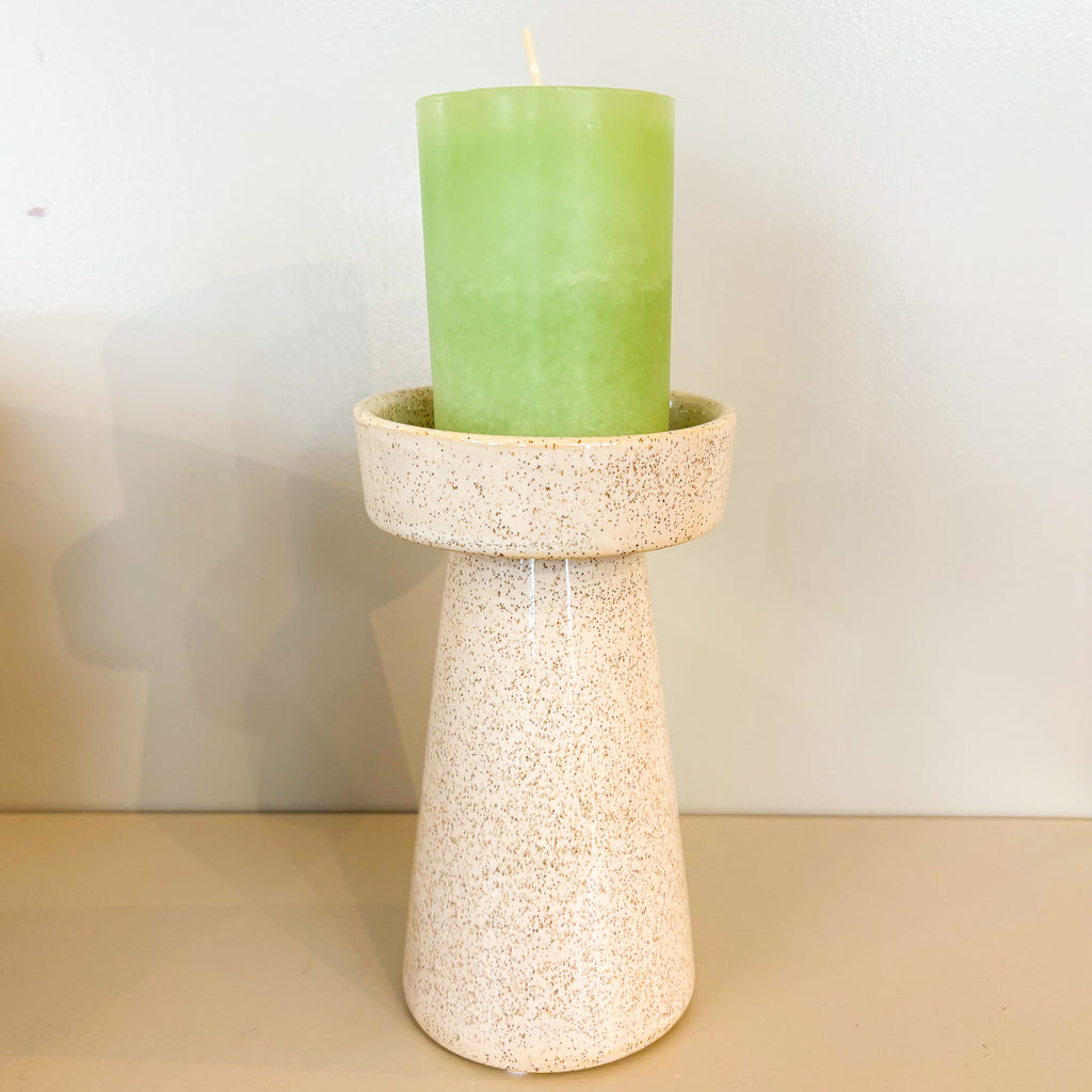 "DUO" Kerzenhalter, beige meliert