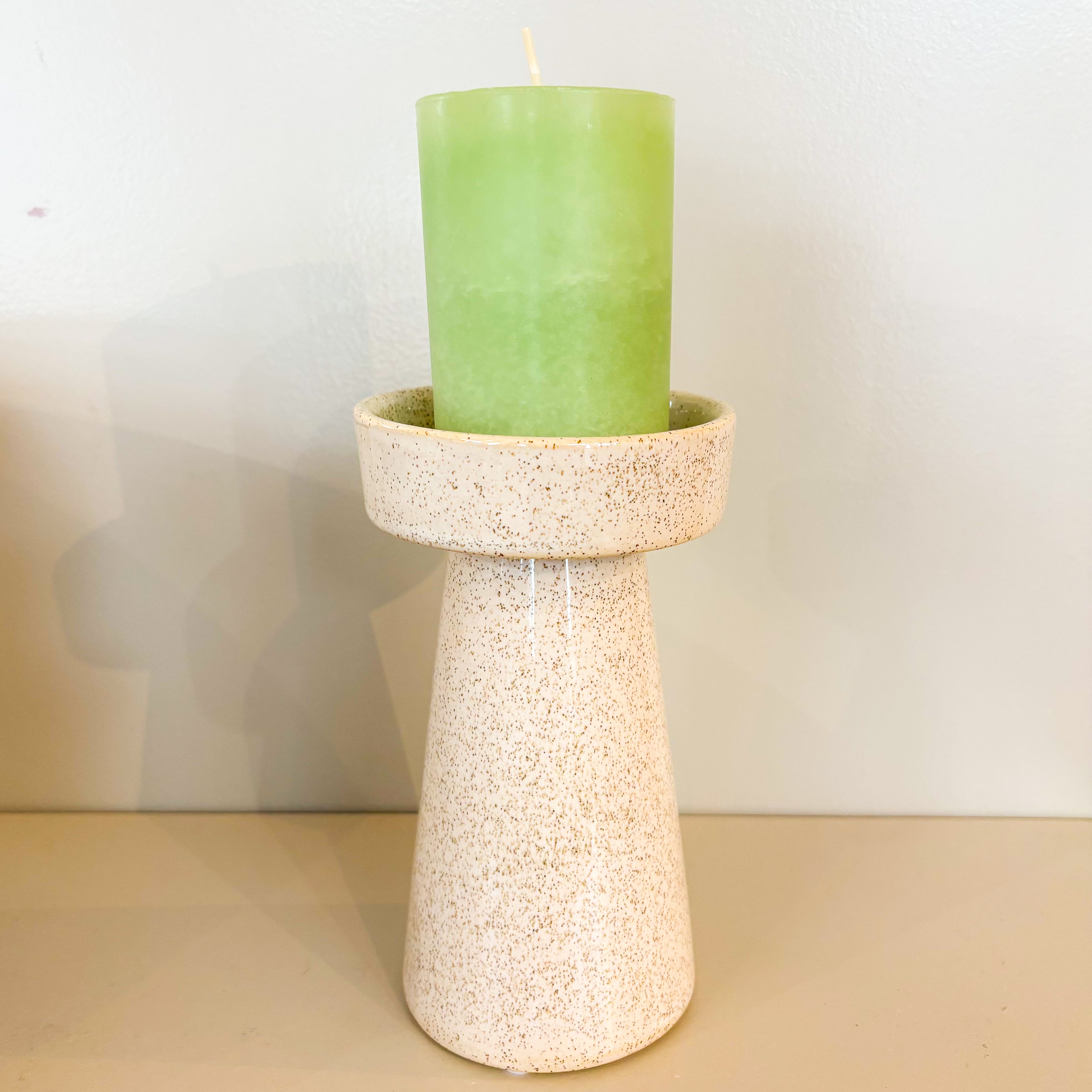 "DUO" Kerzenhalter, beige meliert