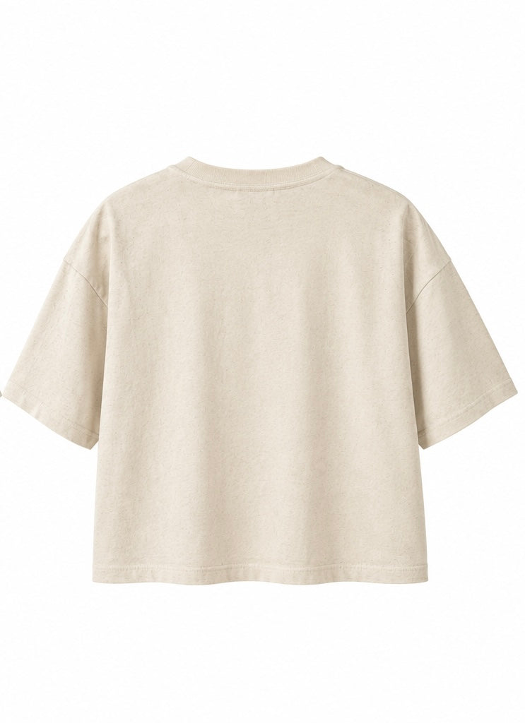 FTLSHIRT Boxy Fit Shirt "Be cool. Be Kind", natur meliert
