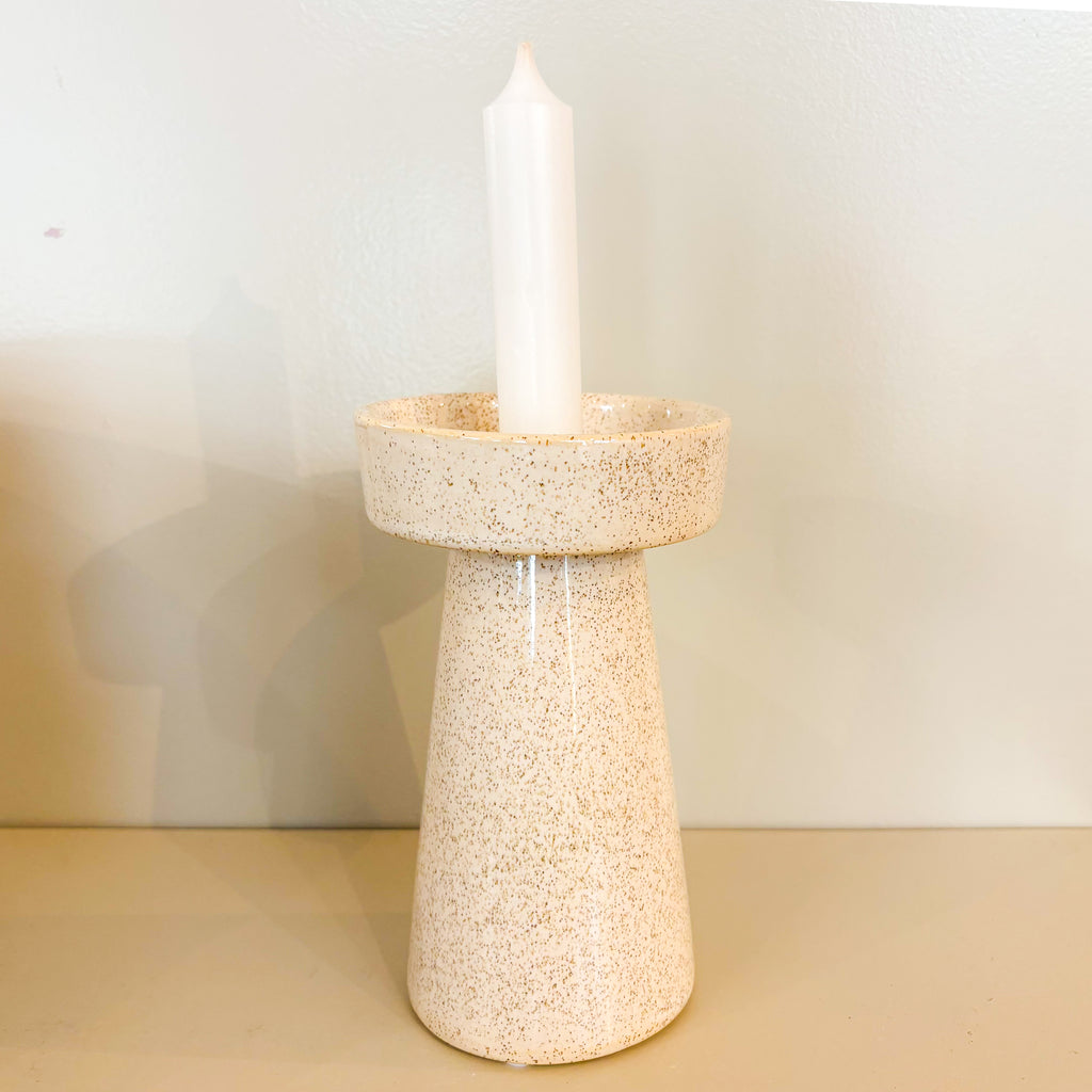 "DUO" Kerzenhalter, beige meliert