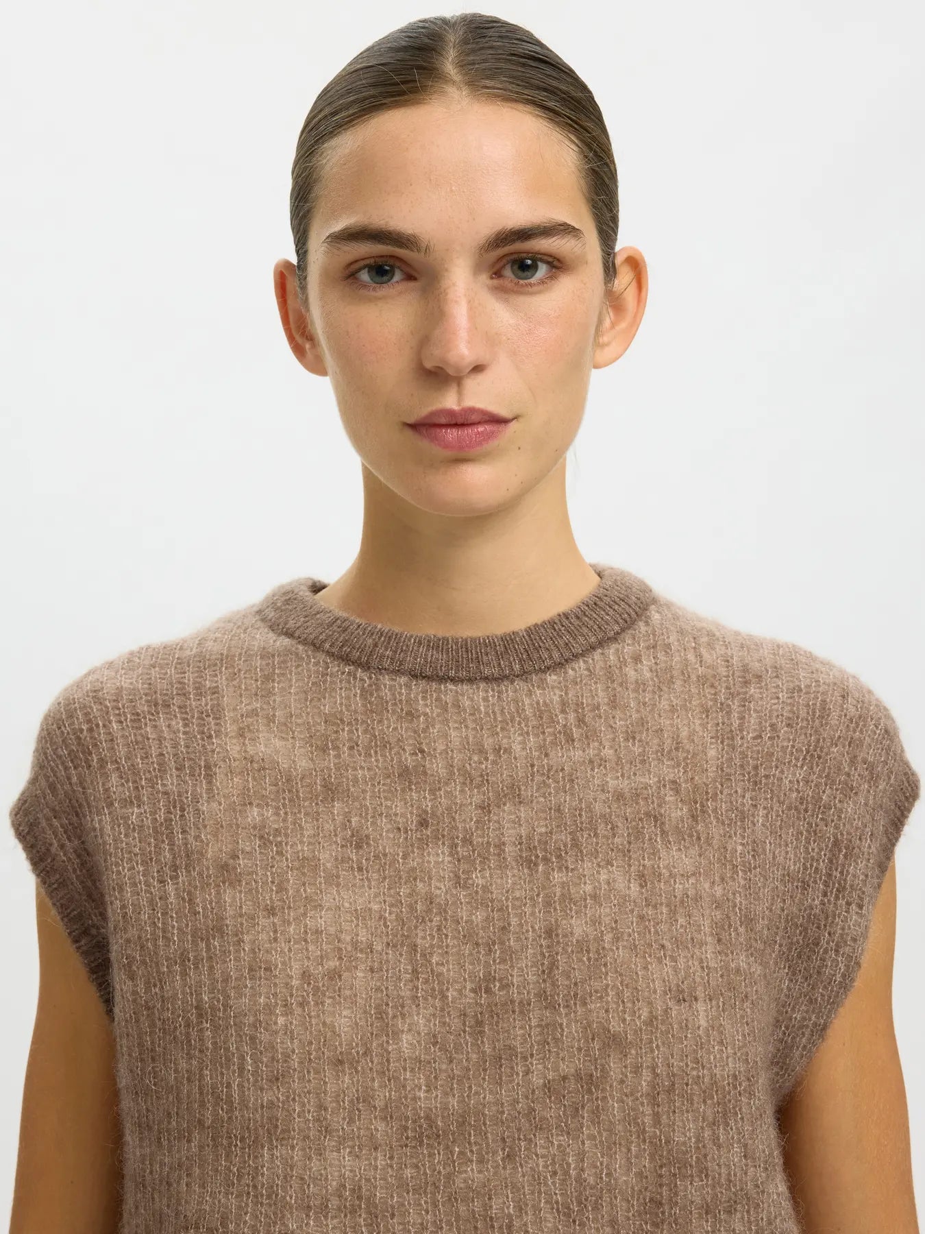 SLFLULU Loose Knit O-Neck, chocolate chip