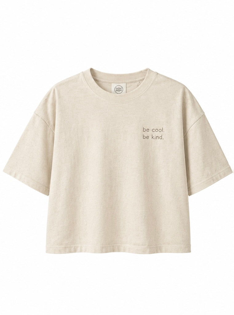 FTLSHIRT Boxy Fit Shirt "Be cool. Be Kind", natur meliert
