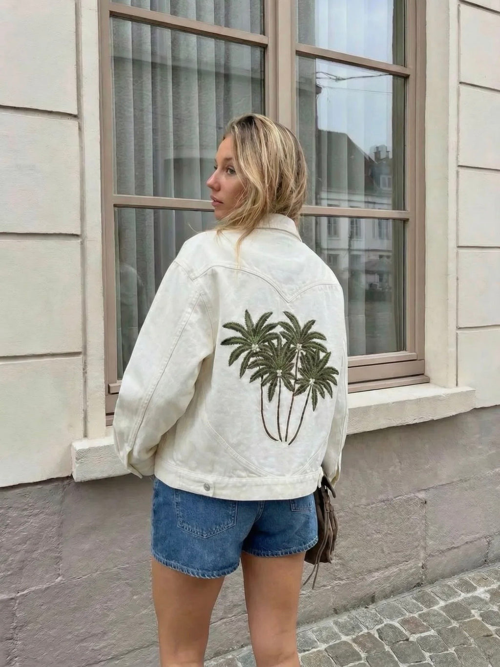 "PALMS" Jeansjacke, white denim