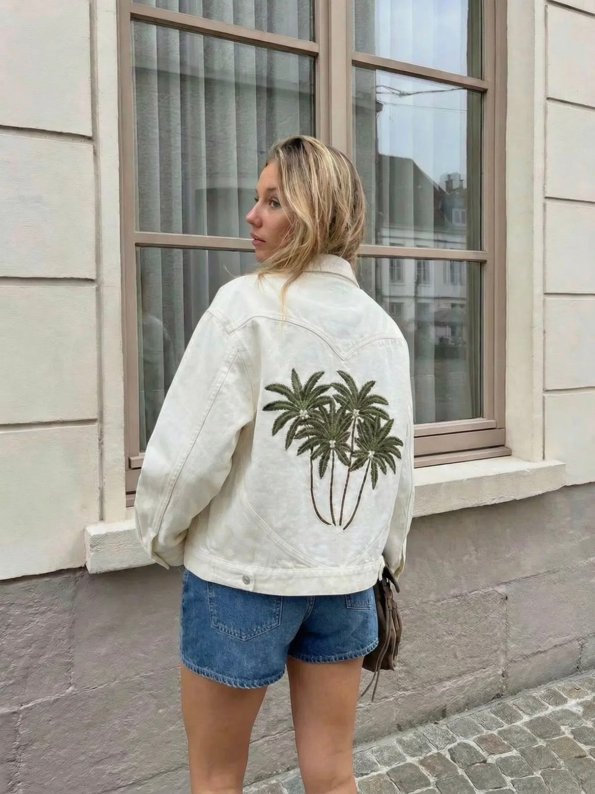 "PALMS" Jeansjacke, white denim