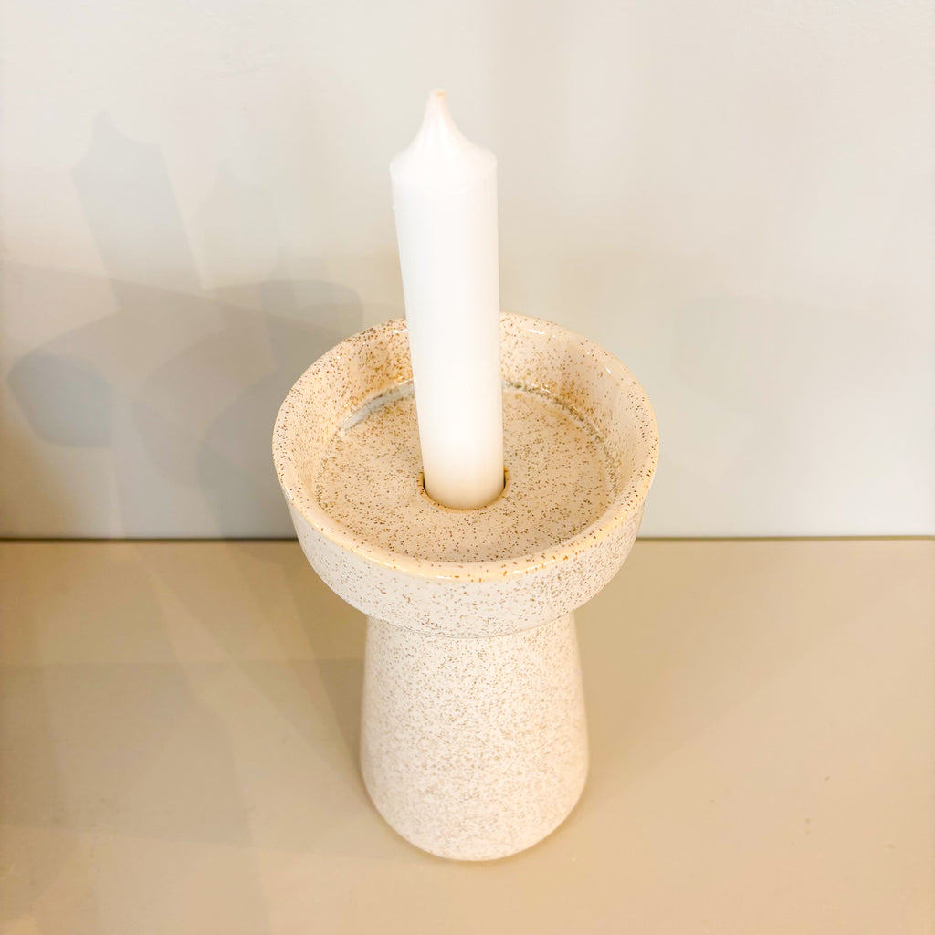 "DUO" Kerzenhalter, beige meliert