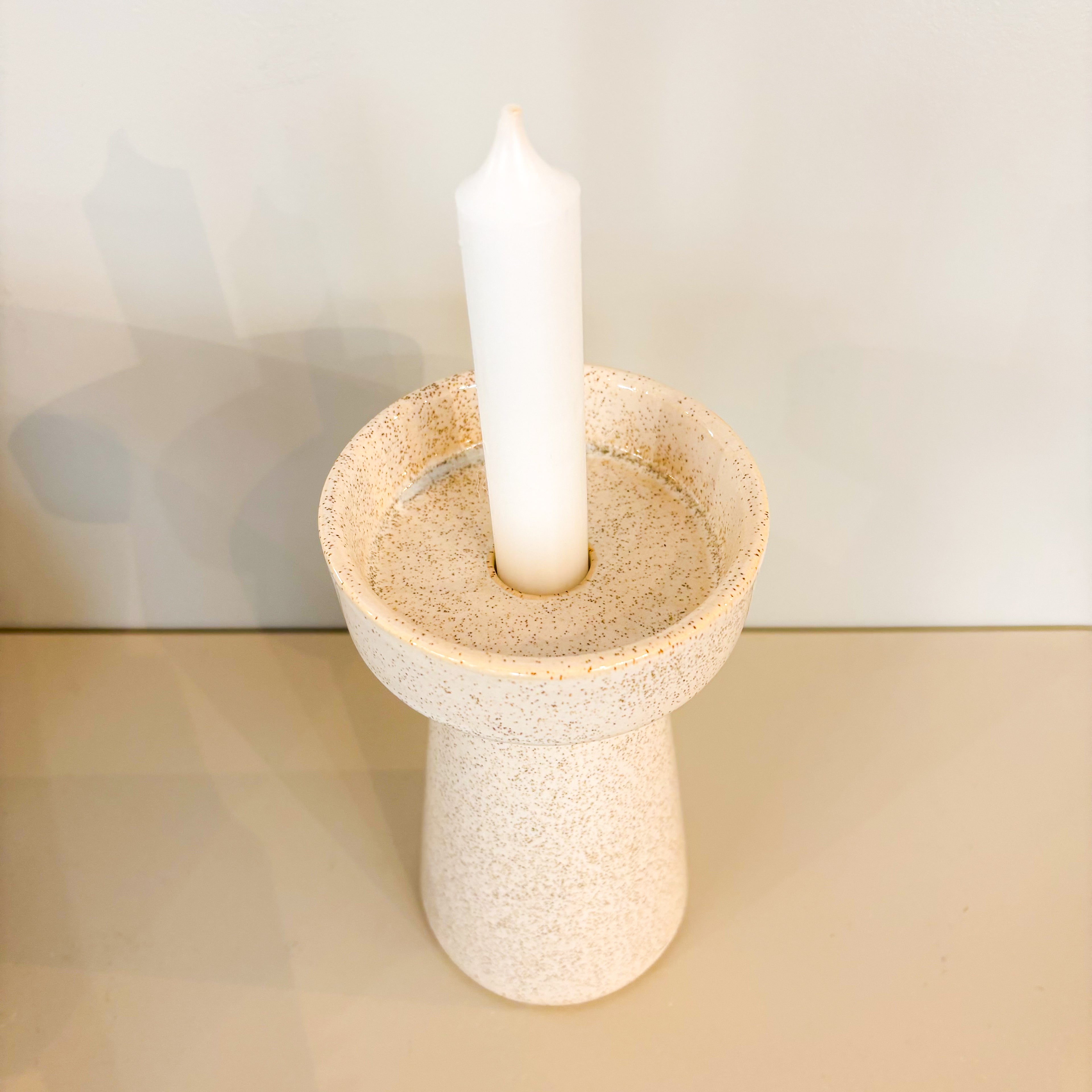 "DUO" Kerzenhalter, beige meliert