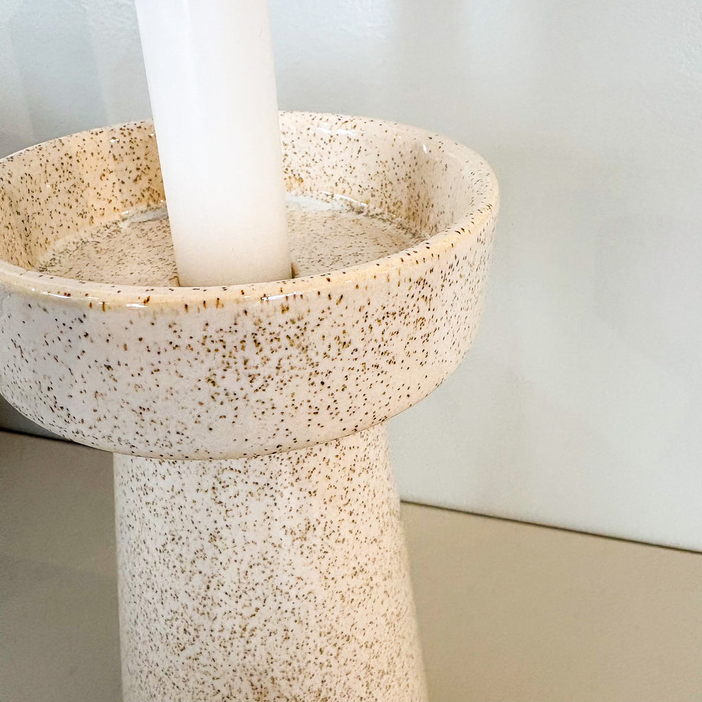 "DUO" Kerzenhalter, beige meliert