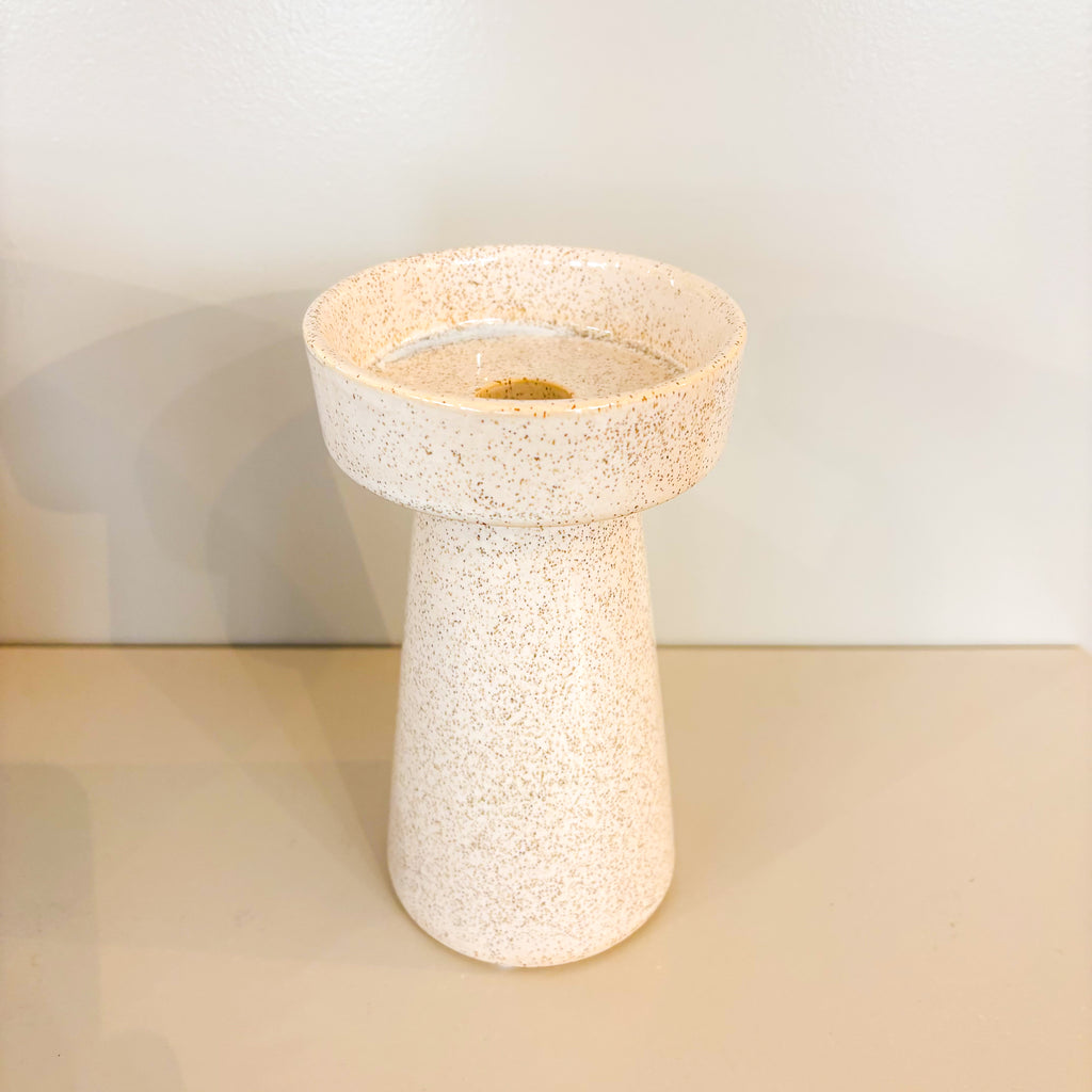 "DUO" Kerzenhalter, beige meliert