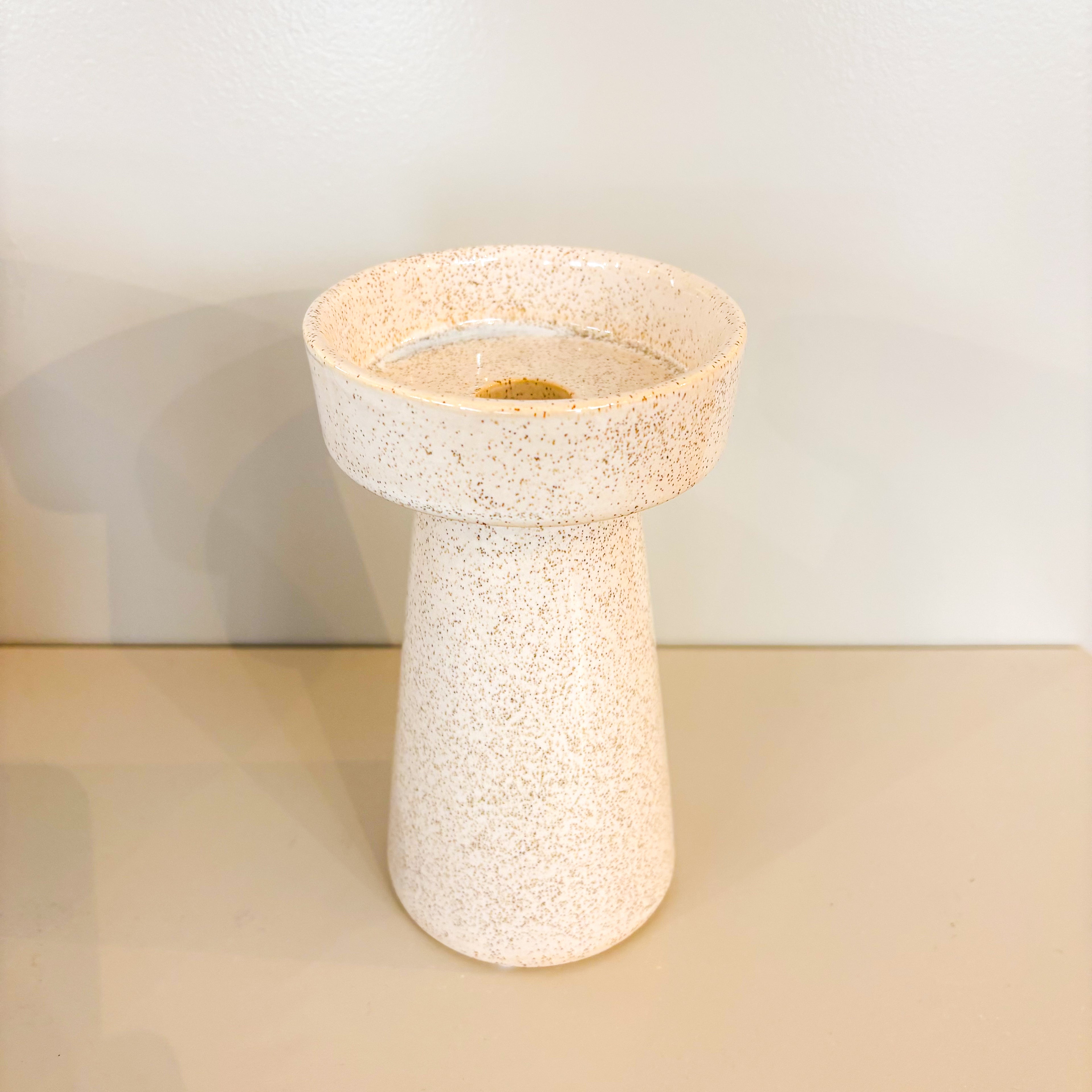 "DUO" Kerzenhalter, beige meliert