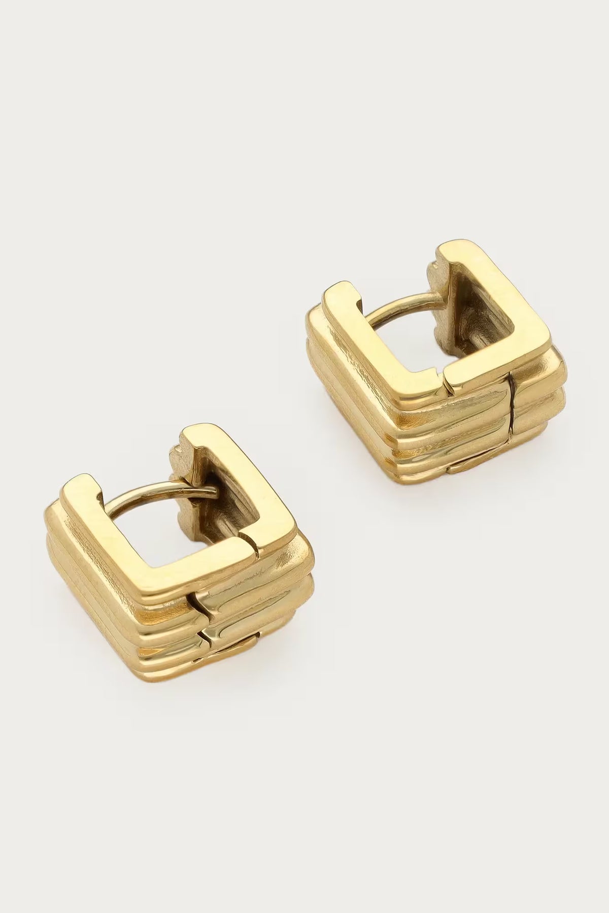 MYBOLD eckige Creolen mit Rillen, gold