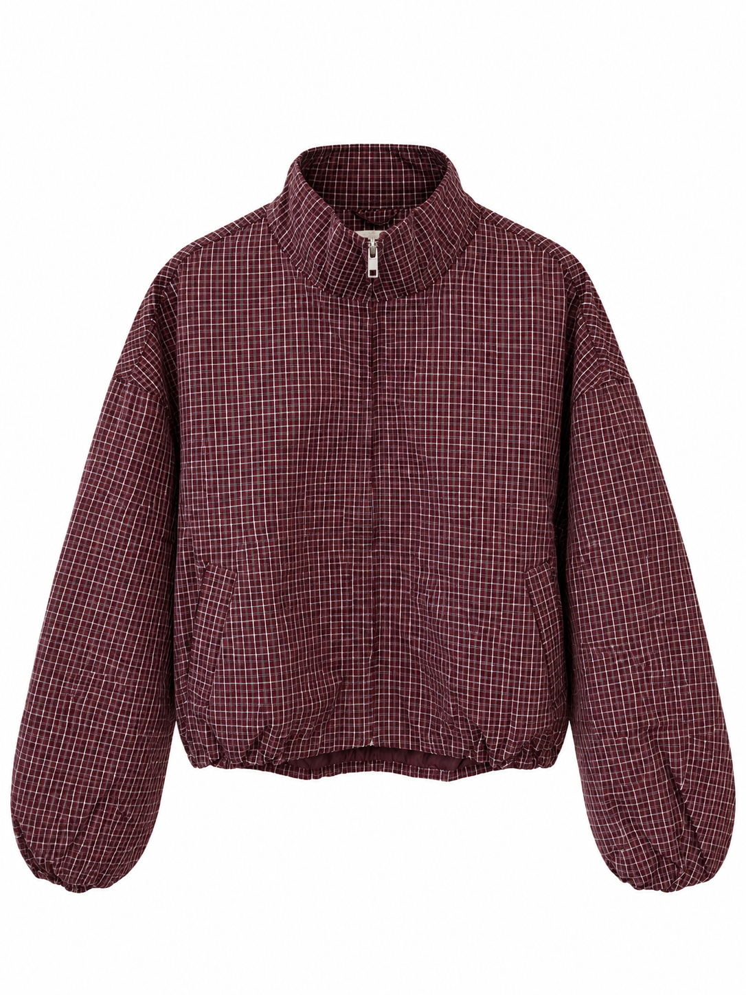 WLLENI Windbreaker Jacker, check bordeaux