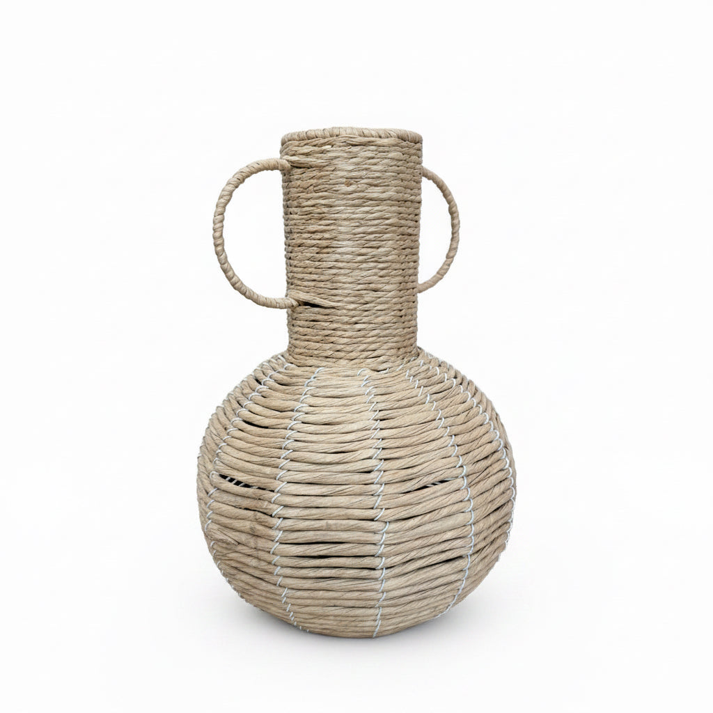 Korbvase "KIA" mit Jute umwickelt, natur