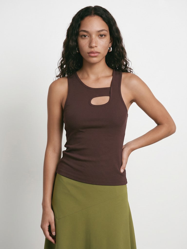 HDJUNA Cut Out Tank Top, Puce