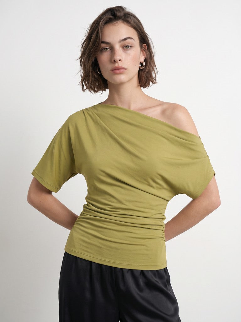 HDEMMA Draped Off-Shoulder Top, Willow
