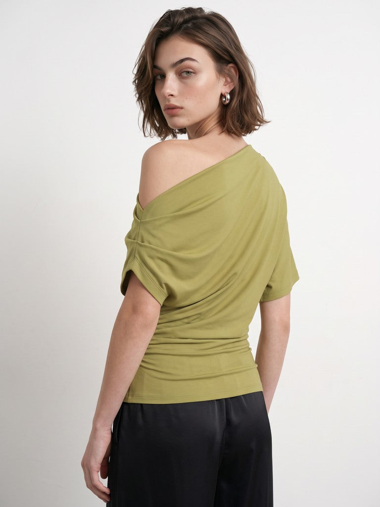 HDEMMA Draped Off-Shoulder Top, Willow