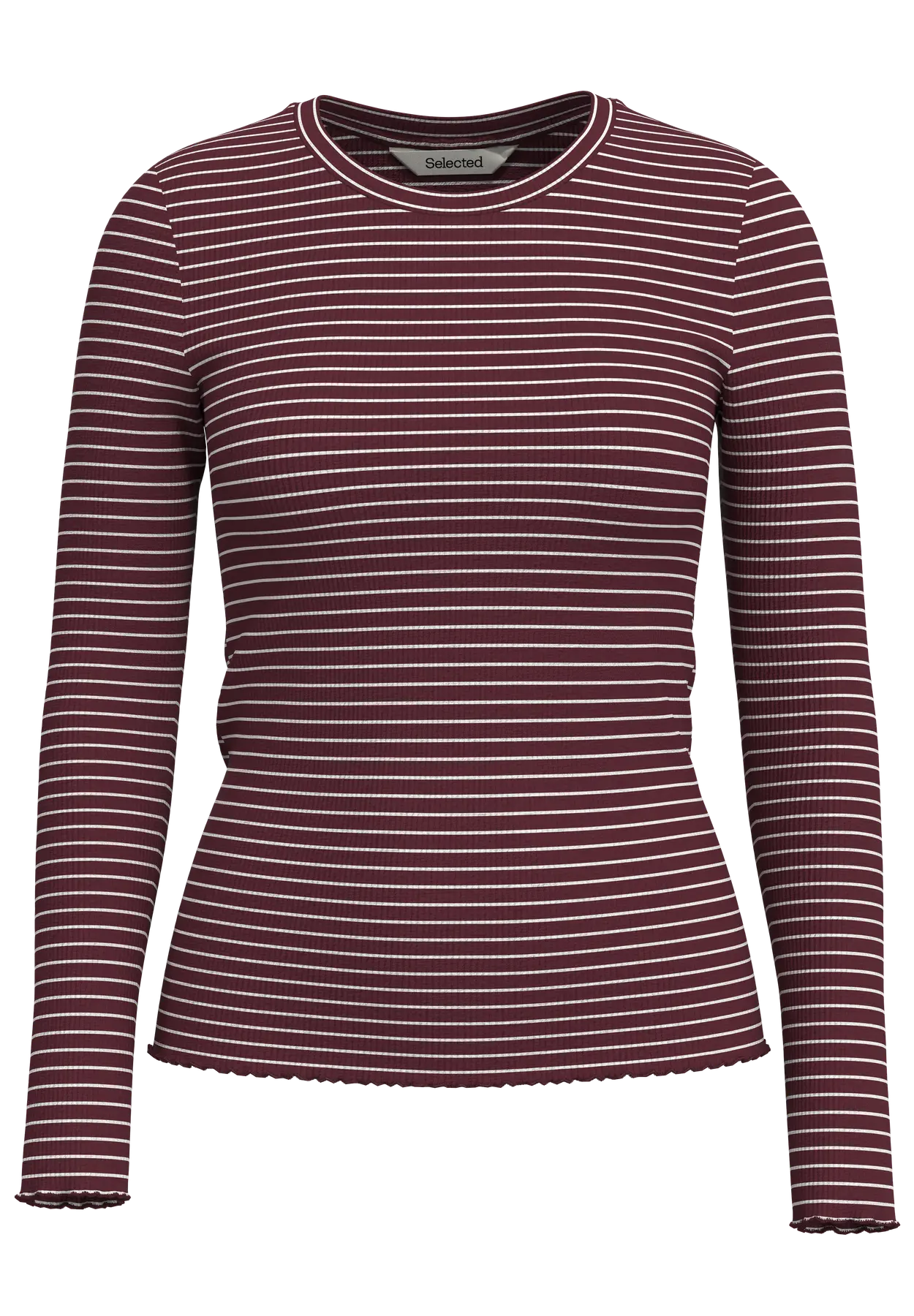 SLWANNA Crew Neck Tee STR, Tawny Port Snow White Stripes Thin