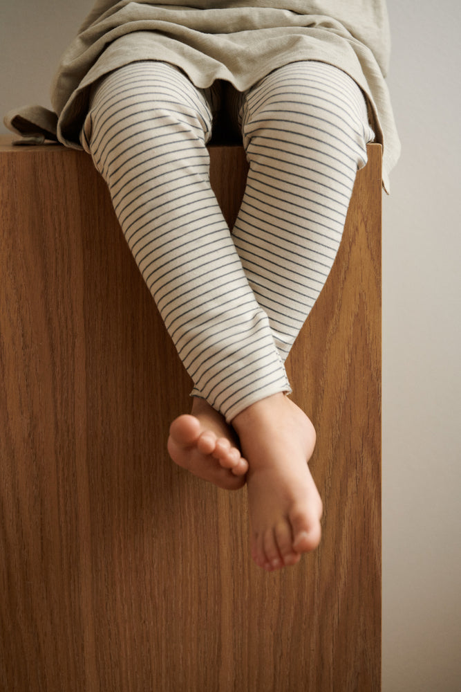 MARIE Leggings, Stripes Whale blue / Sandy