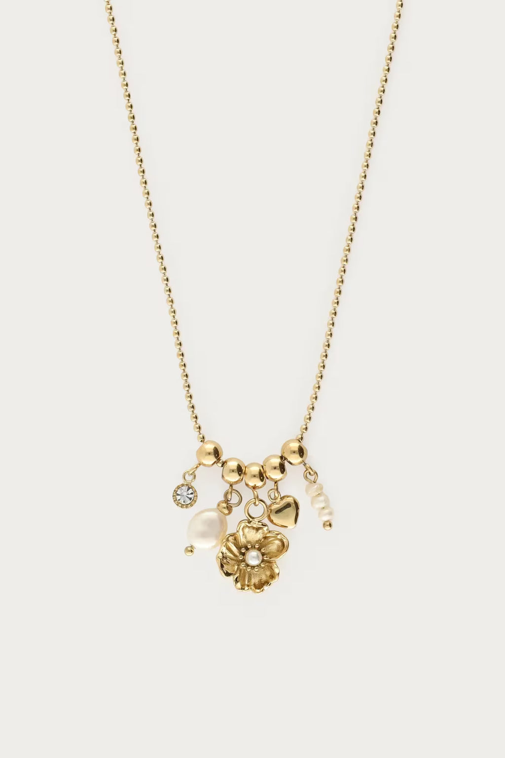 MYKETTE mit Ranunkelblüte und Süßwasserperlen, gold