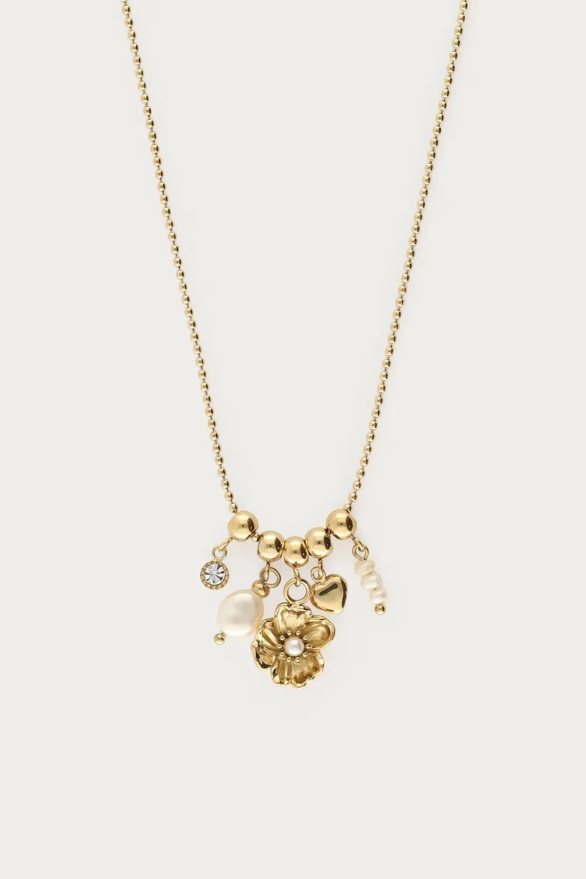 MYKETTE mit Ranunkelblüte und Süßwasserperlen, gold