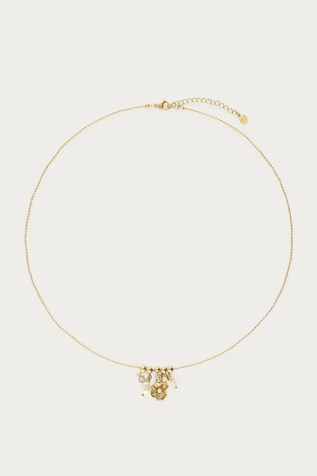 MYKETTE mit Ranunkelblüte und Süßwasserperlen, gold