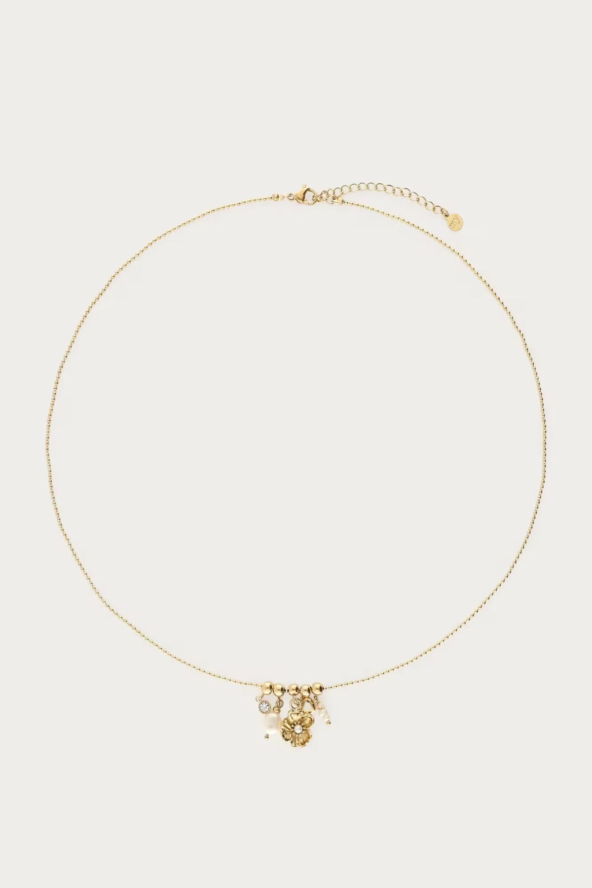 MYKETTE mit Ranunkelblüte und Süßwasserperlen, gold