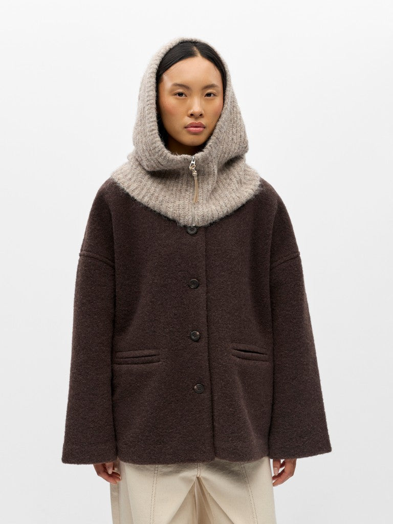 OBJMILU Zip Balaclava Div, Humus Melange