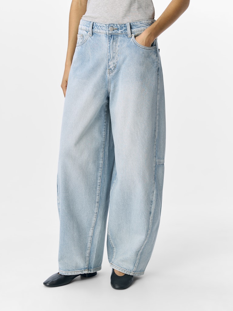 OBJMOJI ELSA MW Super Barel Jeans, light blue denim