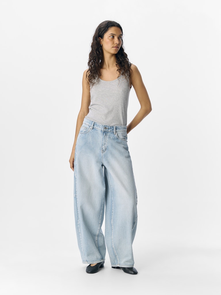 OBJMOJI ELSA MW Super Barel Jeans, light blue denim