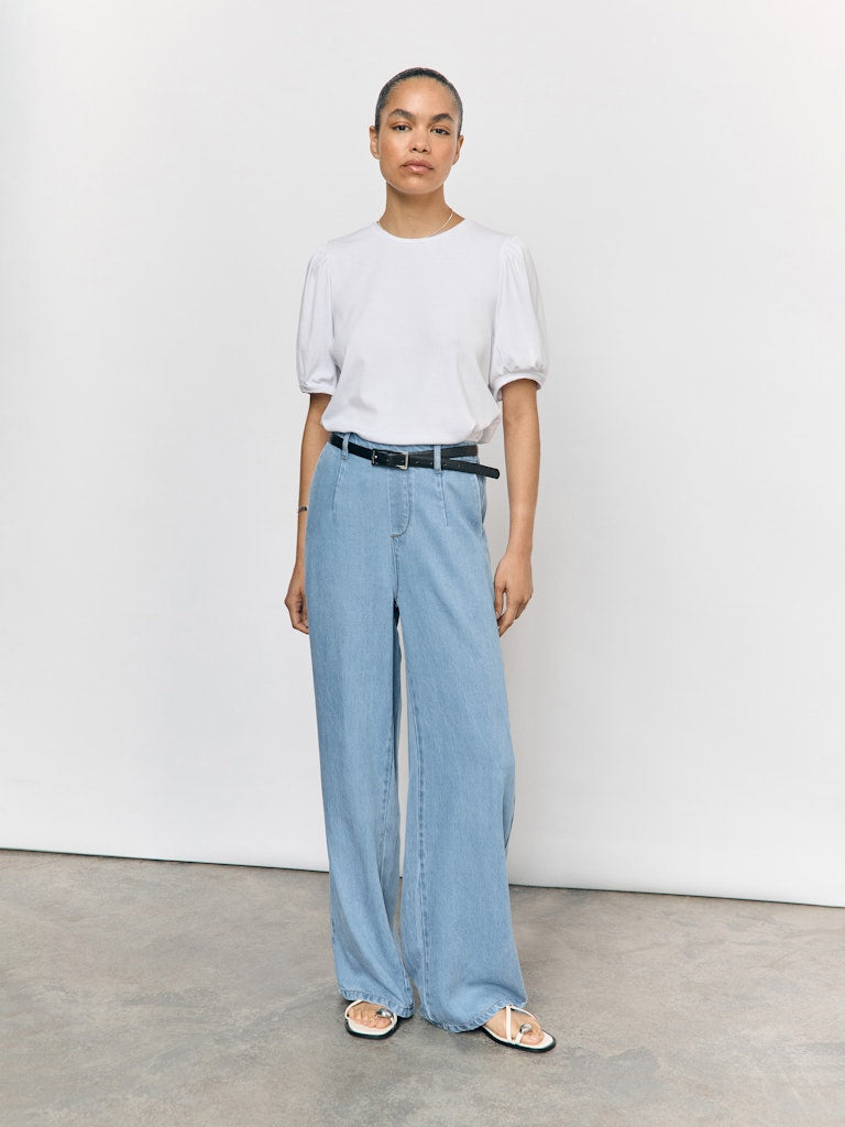 OBJFRAME Lisa Wide MW Pant, light blue denim