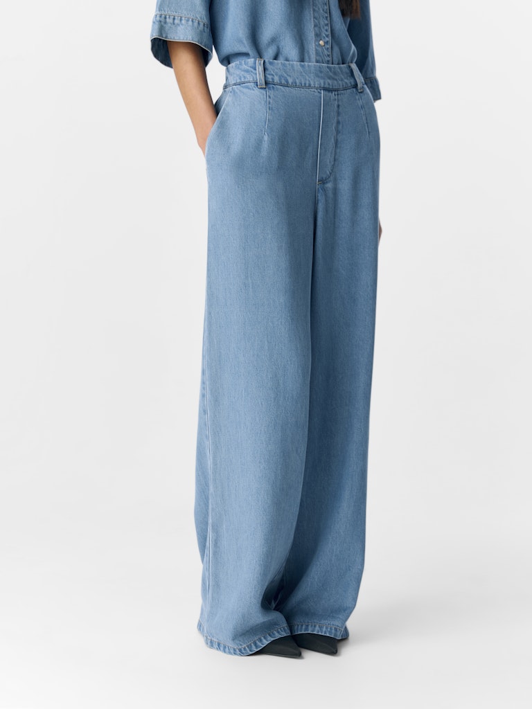 OBJFRAME Lisa Wide MW Pant, light blue denim