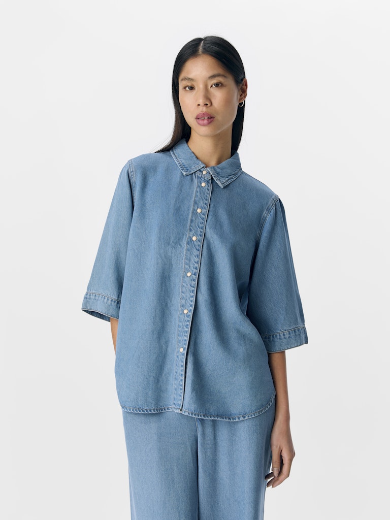 OBJFRAME 2/4 Denim Top, light blue denim