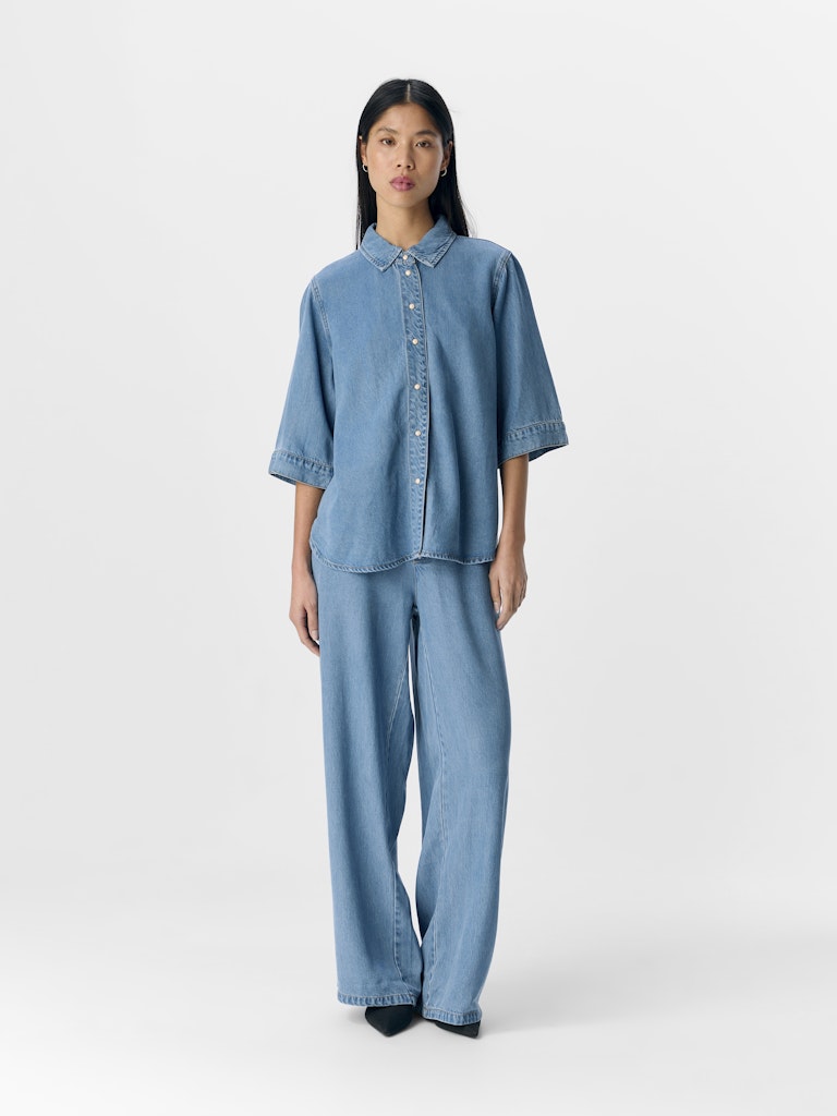 OBJFRAME 2/4 Denim Top, light blue denim