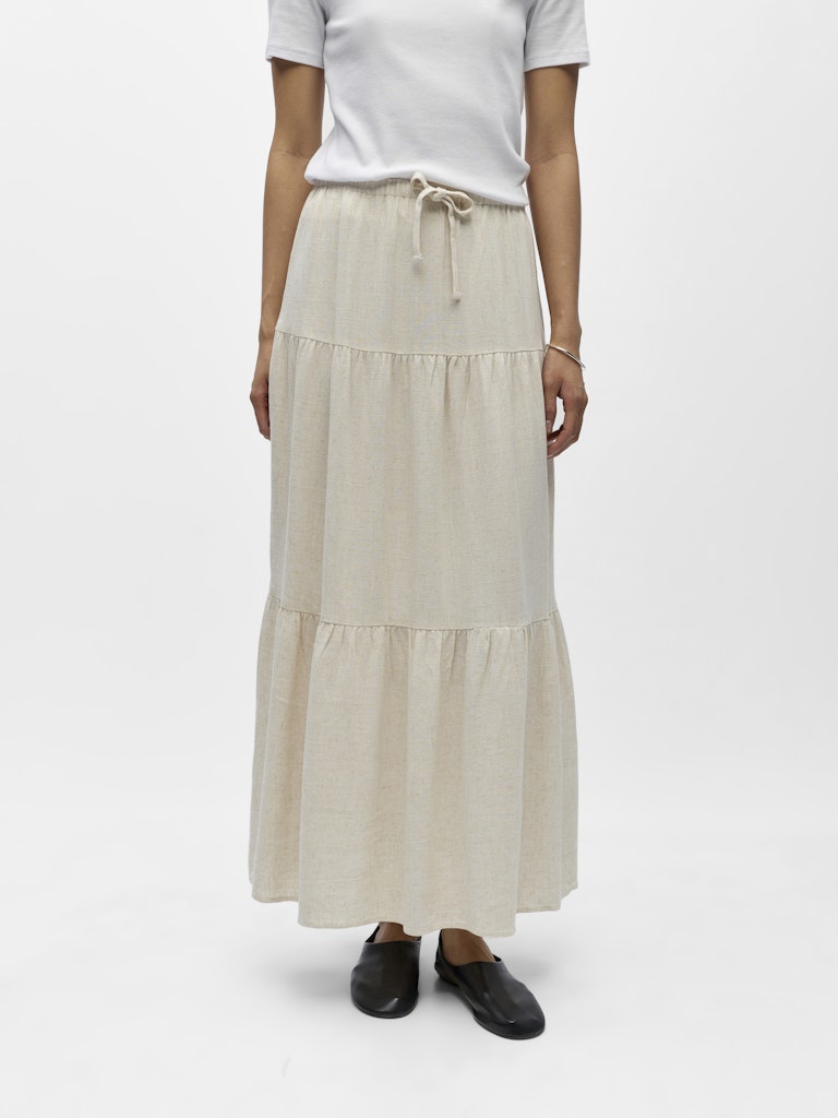 OBJSANNE MW Long Layer Skirt, sandshell