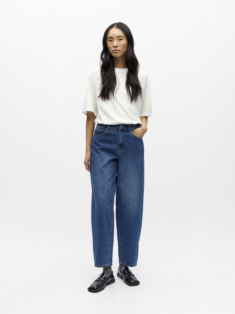 OBJMIU Zoe MW Barrel Ankle Jeans, medium blue denim