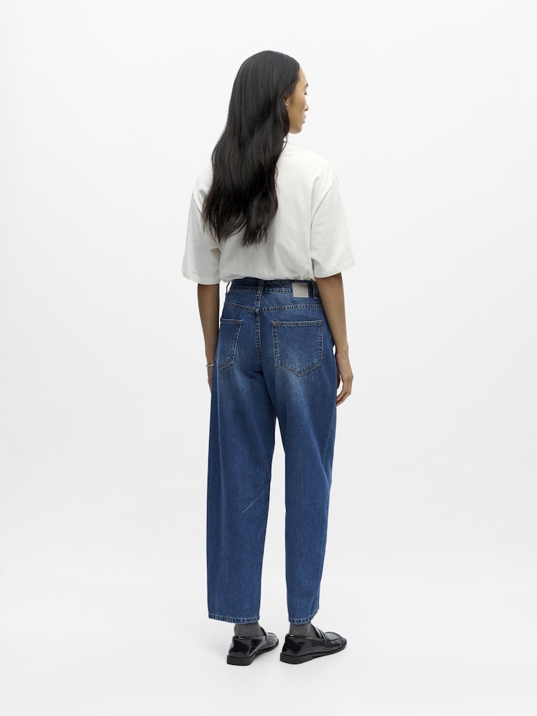 OBJMIU Zoe MW Barrel Ankle Jeans, medium blue denim