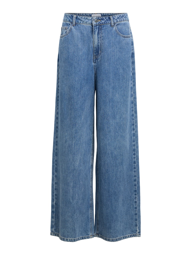 OBJLUCA MW Wide Loose Jeans, medium blue denim