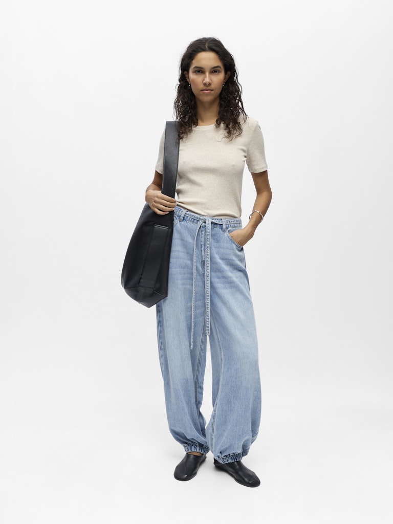 OBJLARA MW Jogger Pant, Light Blue Denim