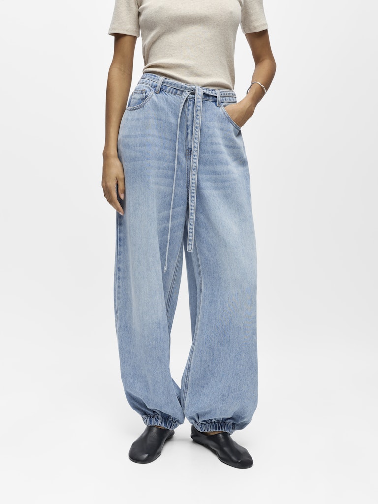 OBJLARA MW Jogger Pant, Light Blue Denim