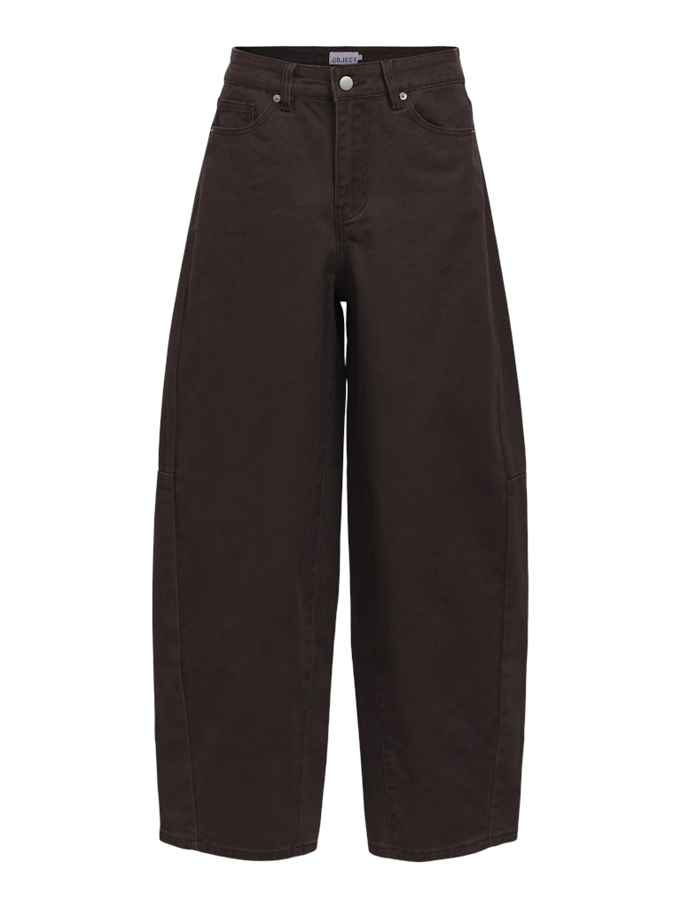 OBJMOJI ELSA MW Super Barrel Twill Jeans, Seal Brown