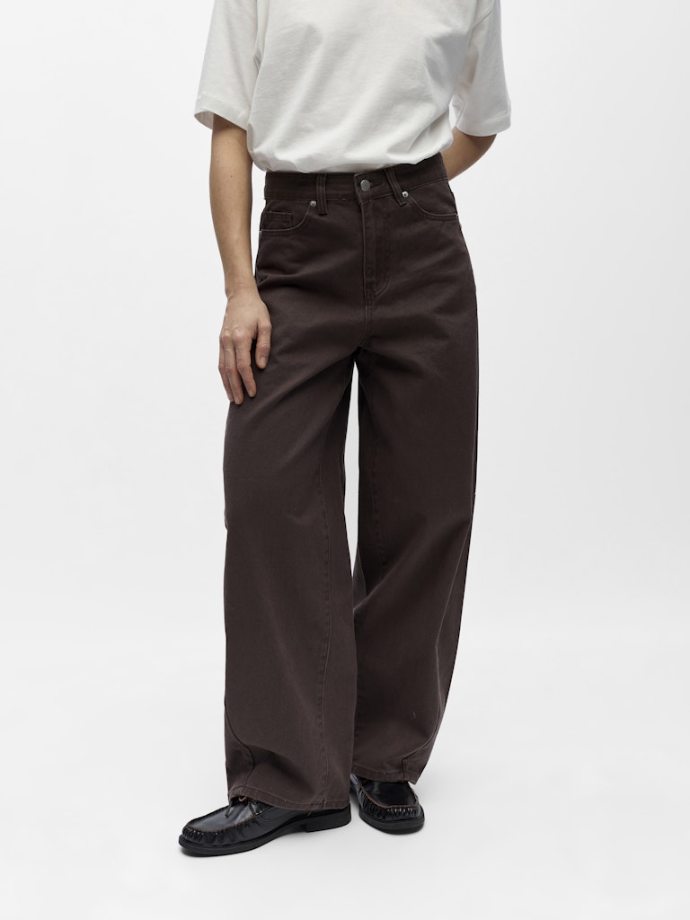 OBJMOJI ELSA MW Super Barrel Twill Jeans, Seal Brown