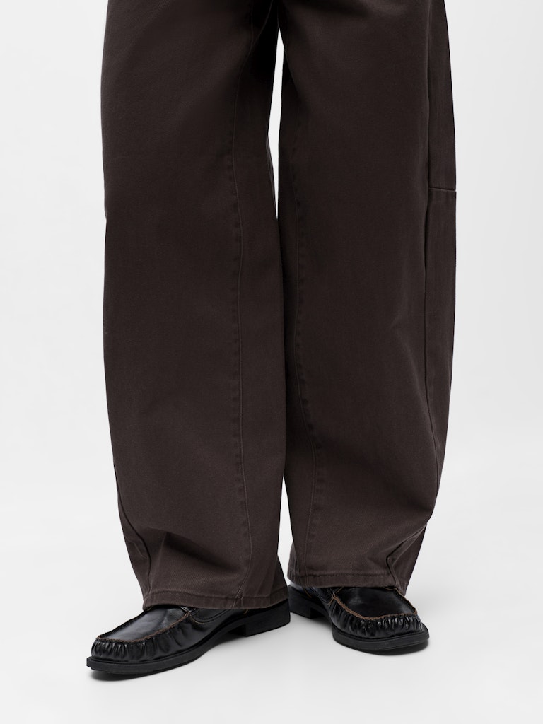 OBJMOJI ELSA MW Super Barrel Twill Jeans, Seal Brown