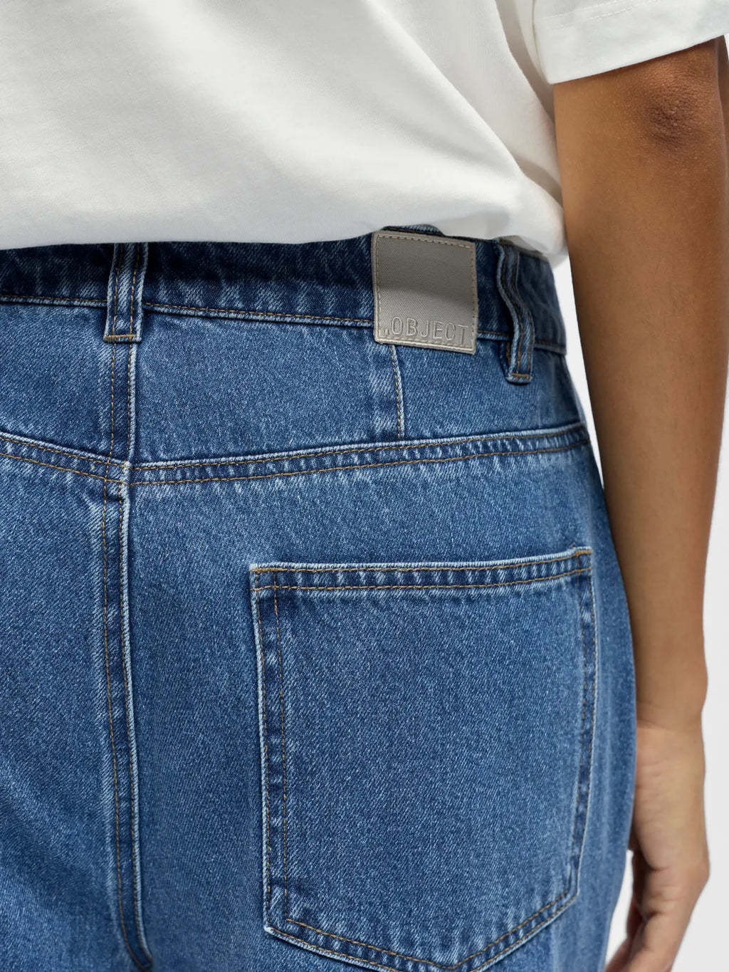 OBJLUCA MW Wide Loose Jeans, medium blue denim