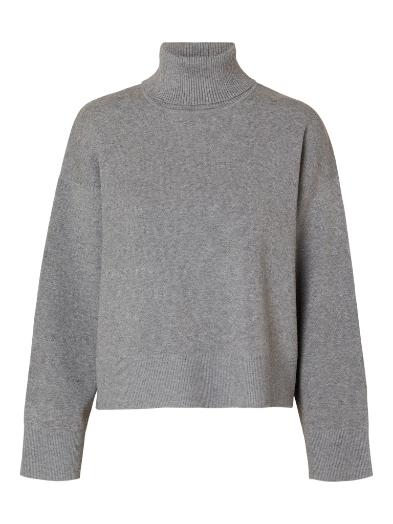 SLFKAMMA Knit Rollneck Pullover, medium grey melange