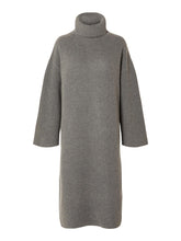 Lade das Bild in den Galerie-Viewer, SLFNEW Elina Knit Roll Neck Dress, medium grey melange
