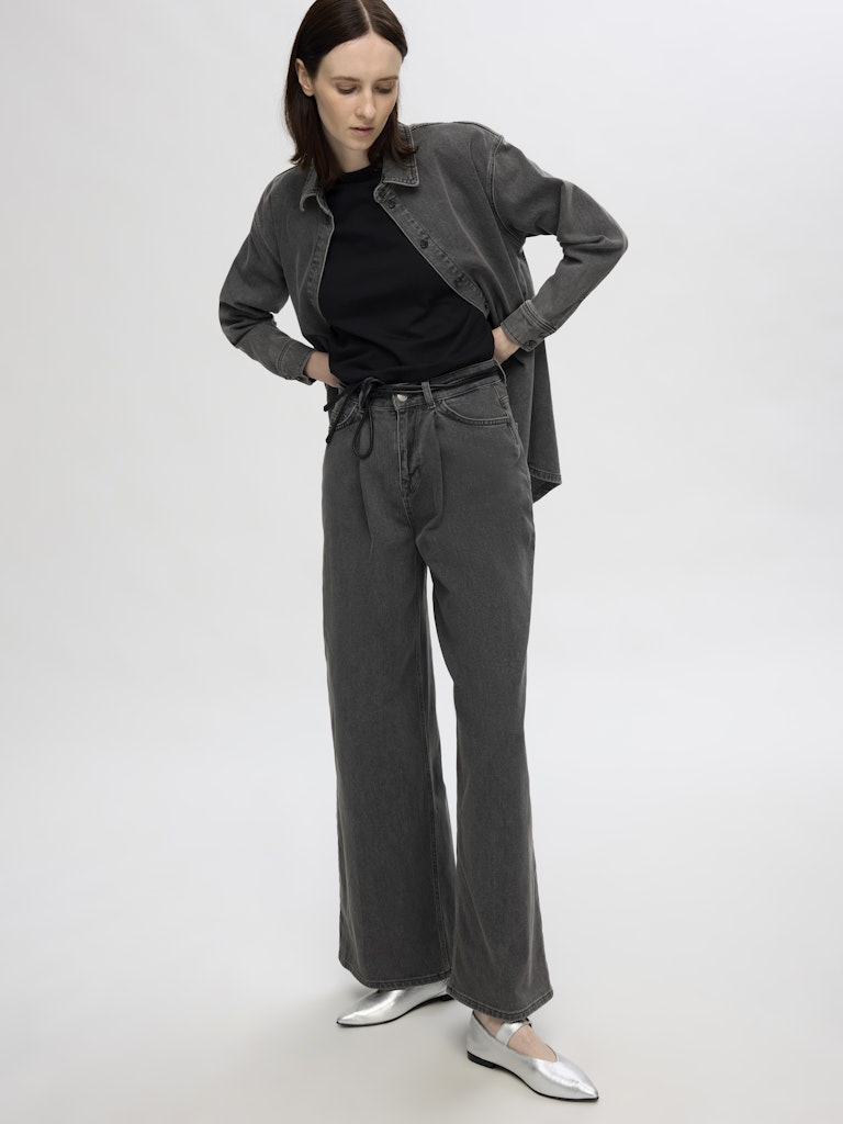 SLFOLIVIA-GRY Extra Wide Jeans, grey denim