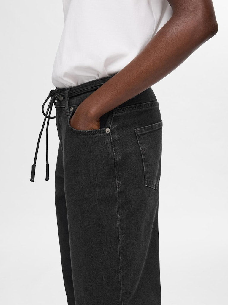 SLFROBY Wide Jeans, black denim