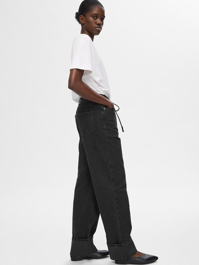 SLFROBY Wide Jeans, black denim
