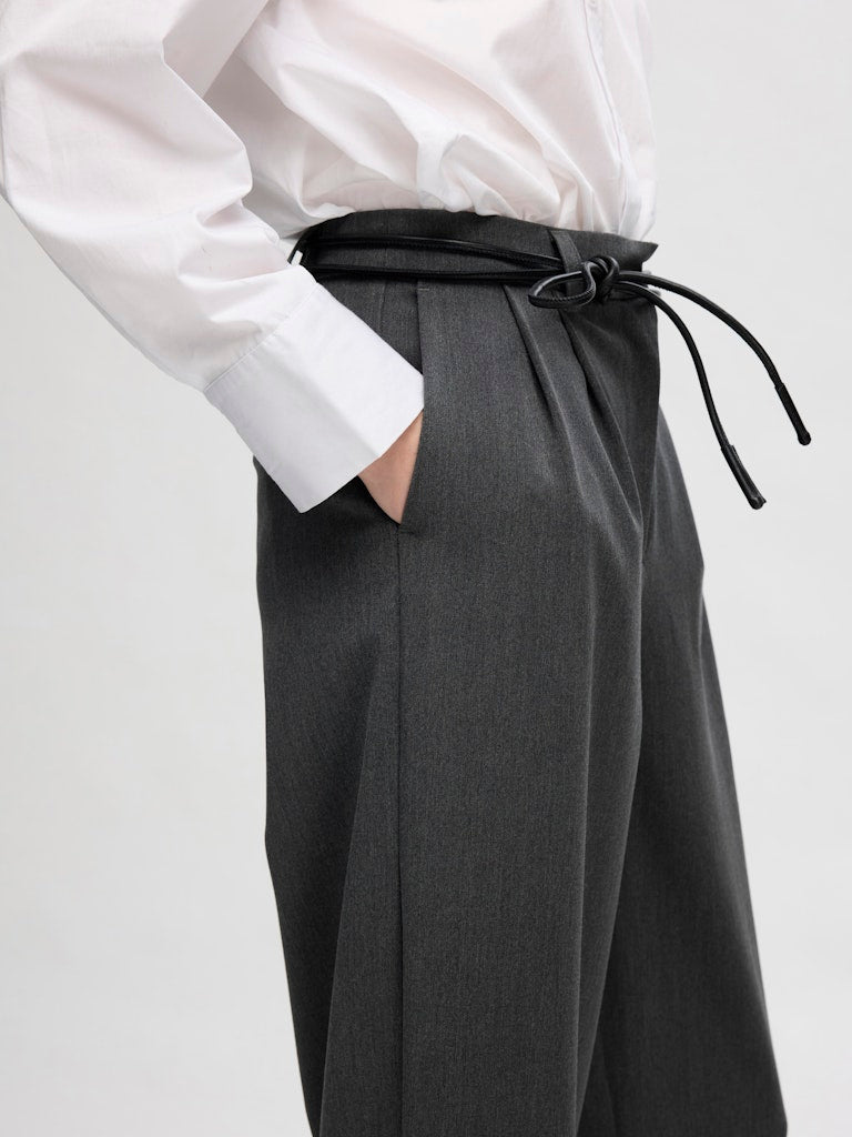 SLFPIYA Barrel Pants, Dark Grey Melange